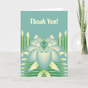 Mint Lotus Art Deco Fractal Flower Art Thank You Card