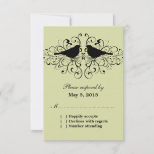 Mint Love Bird Swirls Response Card