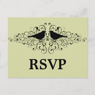 Mint Love Bird Swirls RSVP Postcard