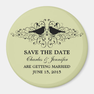 Mint Love Bird Swirls Save the Date Magnet