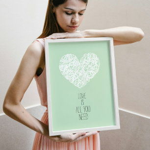 Mint Love Is All You Need Valentine's day Poster