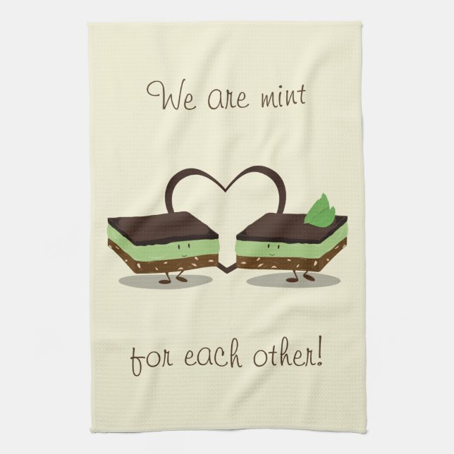 Mint Love Nanaimo Bars Dessert Food Tea Towel (Vertical)