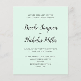Mint LOW COST Simple Handwritten Minimal Wedding