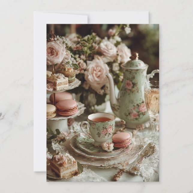 Mint & Macarons | Sweet Treats Invitation (Front)