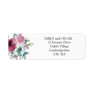 Mint & Mauve floral Wedding Return Address Label