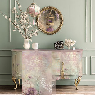 Mint Mauve Romance, Embossed Effect Damask Tissue Paper