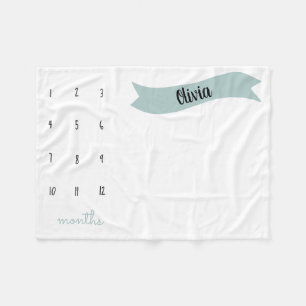 Mint Modern watch me grow milestone photo prop Fleece Blanket