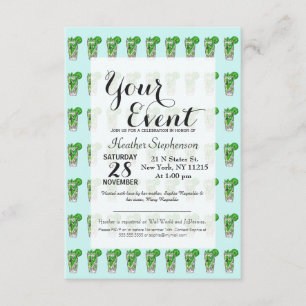 Mint Mojito in Summer Watercolor Cocktail Invitation