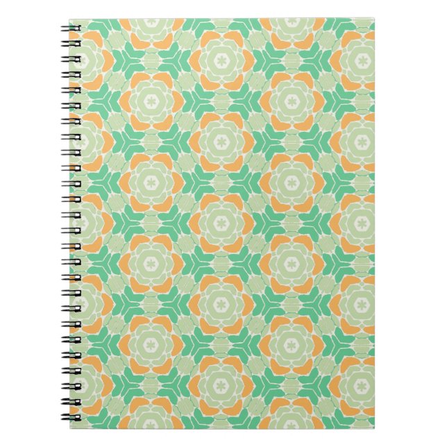 Mint mosaic flower pattern tile 70s 60s notebook (Front)
