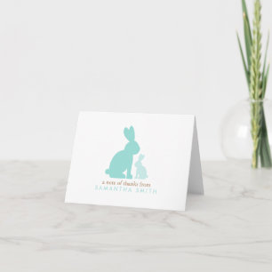 Mint Mum and Baby Rabbits Thank You Notes
