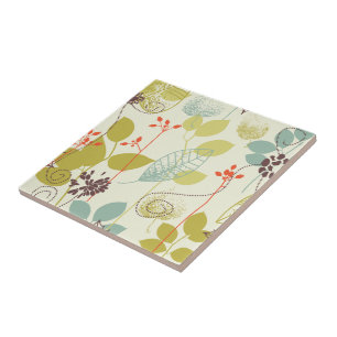 Mint n Olive Nature Patterned Ceramic Tile
