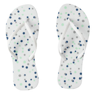 Mint & Navy Confetti Dots Pattern Thongs