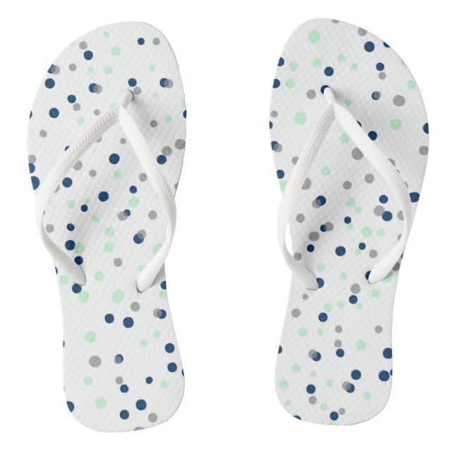 Mint & Navy Confetti Dots Pattern Thongs (Footbed)