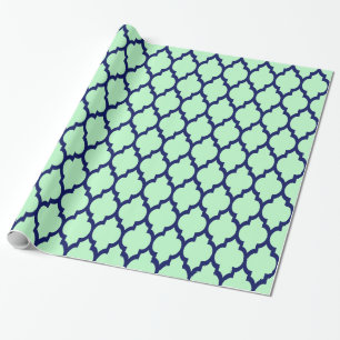 Mint Navy XL Moroccan Quatrefoil #4 Wrapping Paper