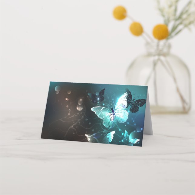 Mint Night Butterflies Appointment Card (Front)