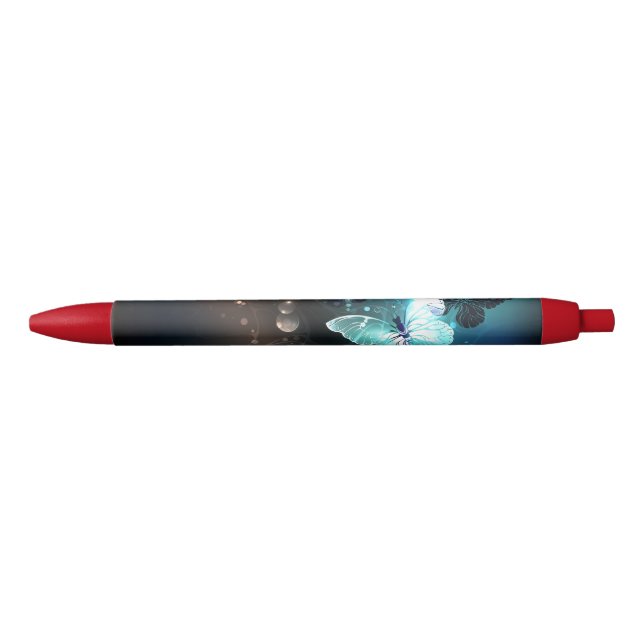 Mint Night Butterflies Black Ink Pen (Front)