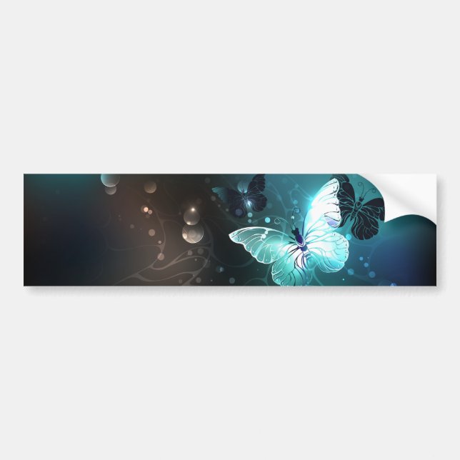 Mint Night Butterflies Bumper Sticker (Front)