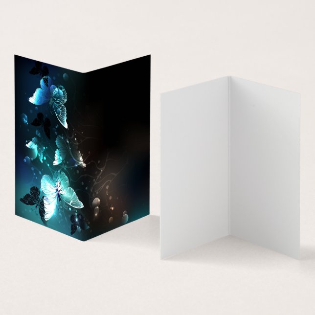 Mint Night Butterflies Business Card (Inside and Outside)