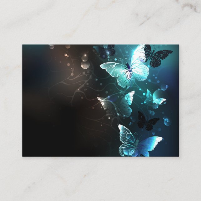 Mint Night Butterflies Business Card (Front)
