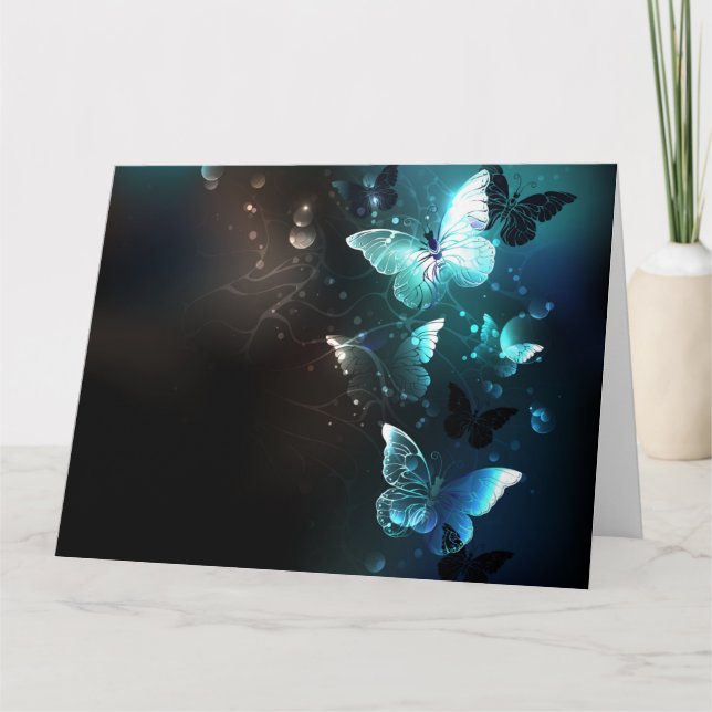 Mint Night Butterflies Card (Front)