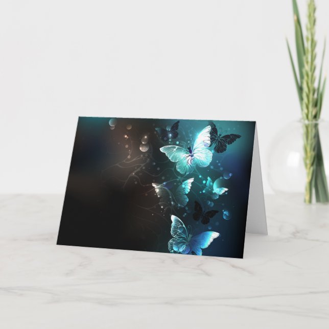 Mint Night Butterflies Card (Front)