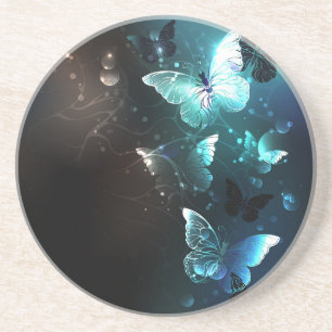 Mint Night Butterflies Coaster