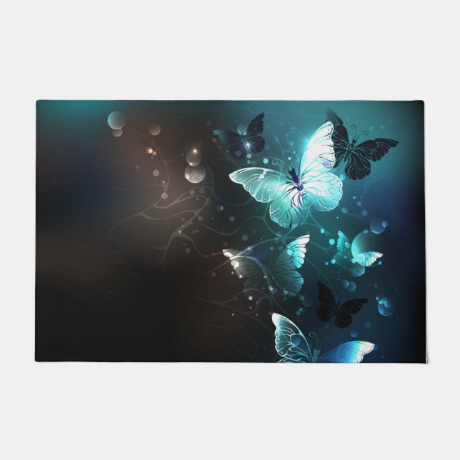 Mint Night Butterflies Doormat (Front)