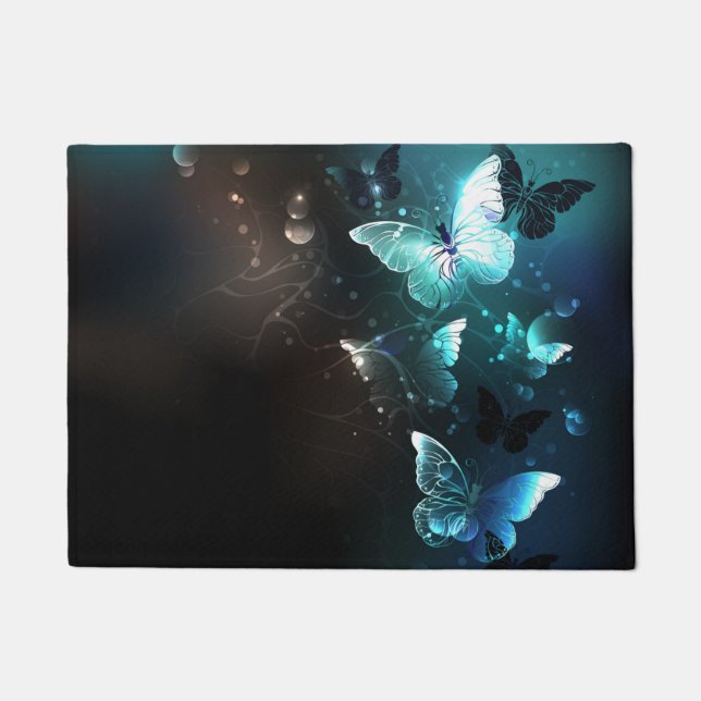 Mint Night Butterflies Doormat (Front)