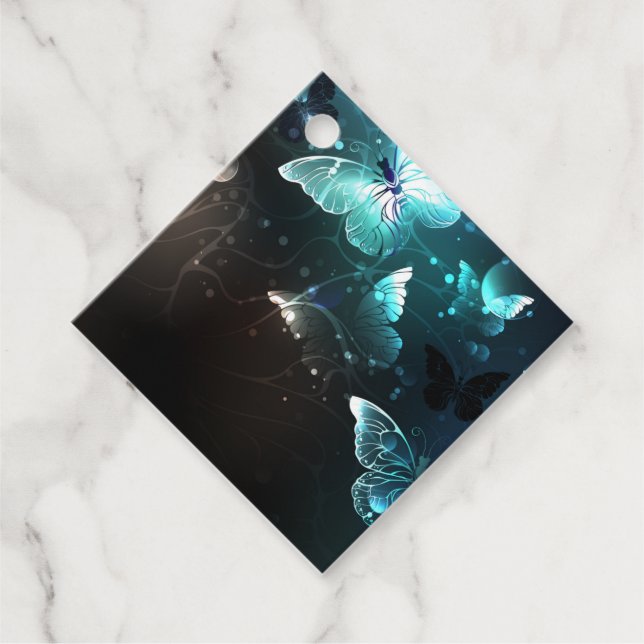 Mint Night Butterflies Favour Tags (Front)