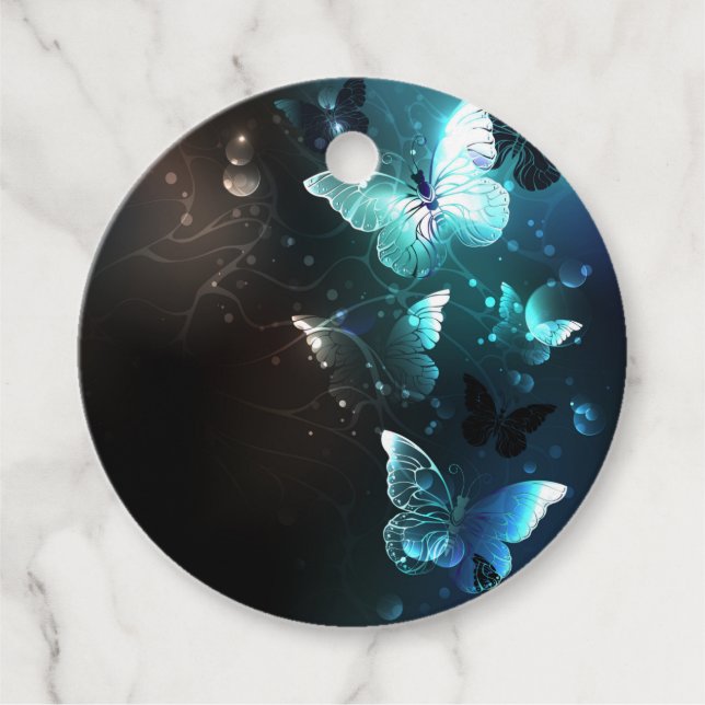 Mint Night Butterflies Favour Tags (Front)