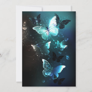 Mint Night Butterflies Holiday Card