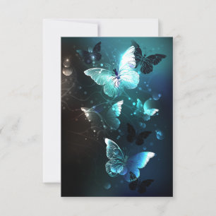 Mint Night Butterflies Invitation