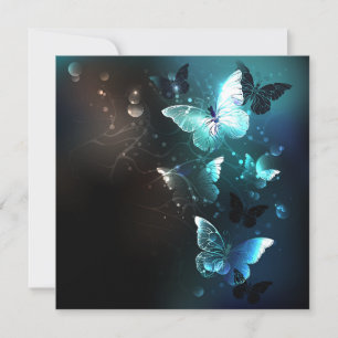 Mint Night Butterflies Invitation