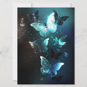 Mint Night Butterflies Invitation