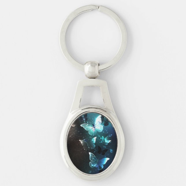 Mint Night Butterflies Key Ring (Front)