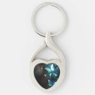 Mint Night Butterflies Key Ring