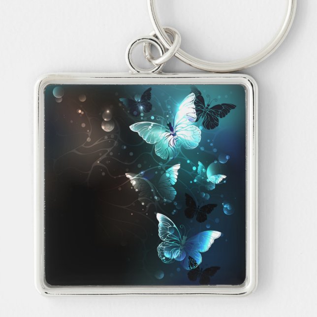 Mint Night Butterflies Key Ring (Front)