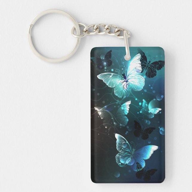 Mint Night Butterflies Key Ring (Front)