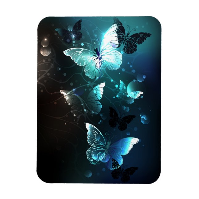 Mint Night Butterflies Magnet (Vertical)
