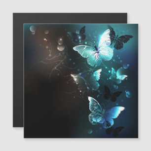 Mint Night Butterflies Magnetic Invitation