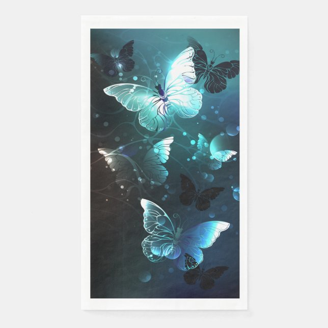Mint Night Butterflies Napkin (Front)