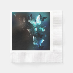 Mint Night Butterflies Napkin