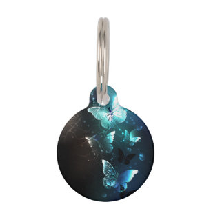 Mint Night Butterflies Pet Tag