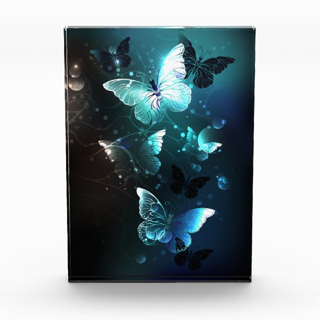 Mint Night Butterflies Photo Block (Front)
