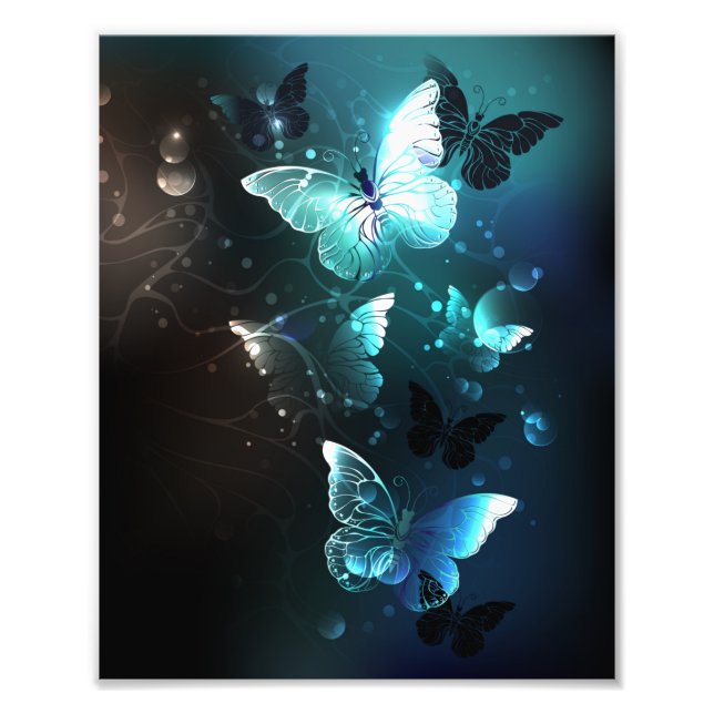 Mint Night Butterflies Photo Print (Front)