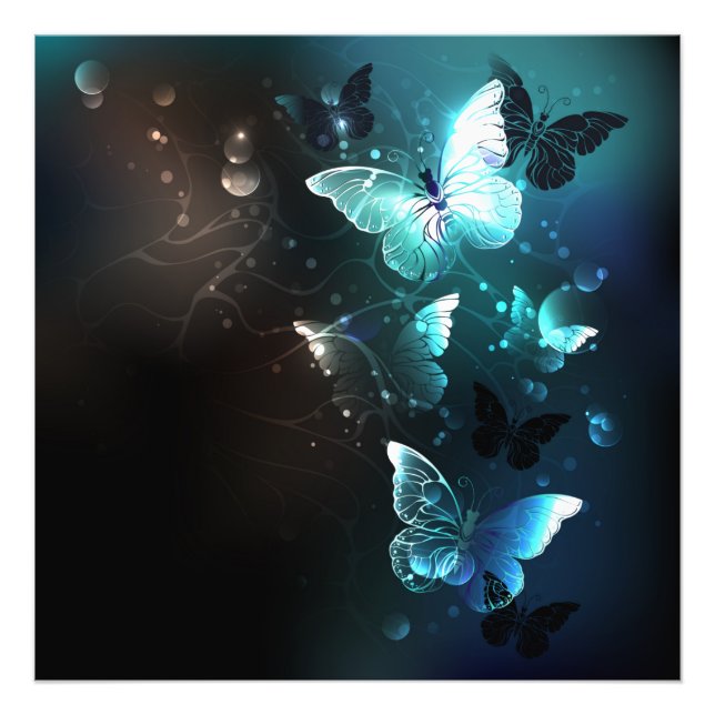Mint Night Butterflies Photo Print (Front)
