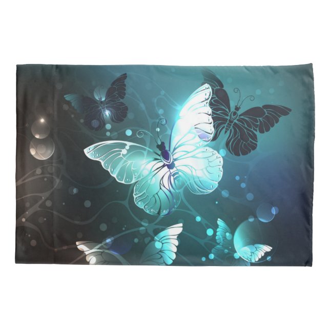 Mint Night Butterflies Pillowcase (Back-Left)