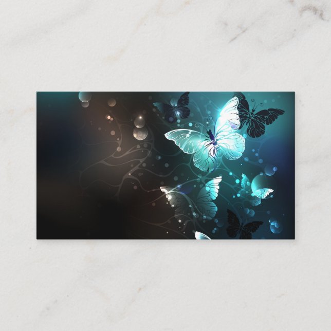 Mint Night Butterflies Place Card (Front)