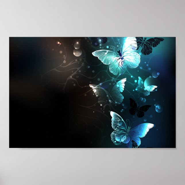 Mint Night Butterflies Poster (Front)