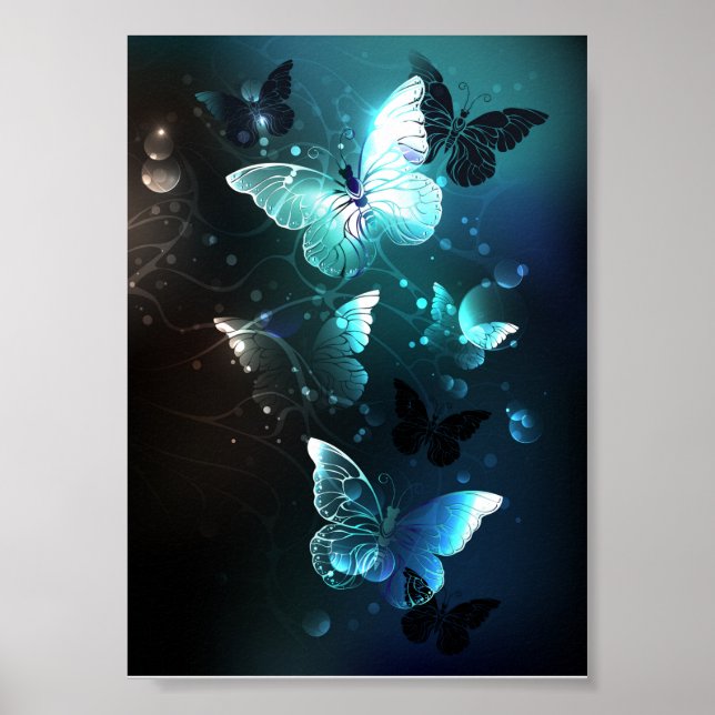 Mint Night Butterflies Poster (Front)